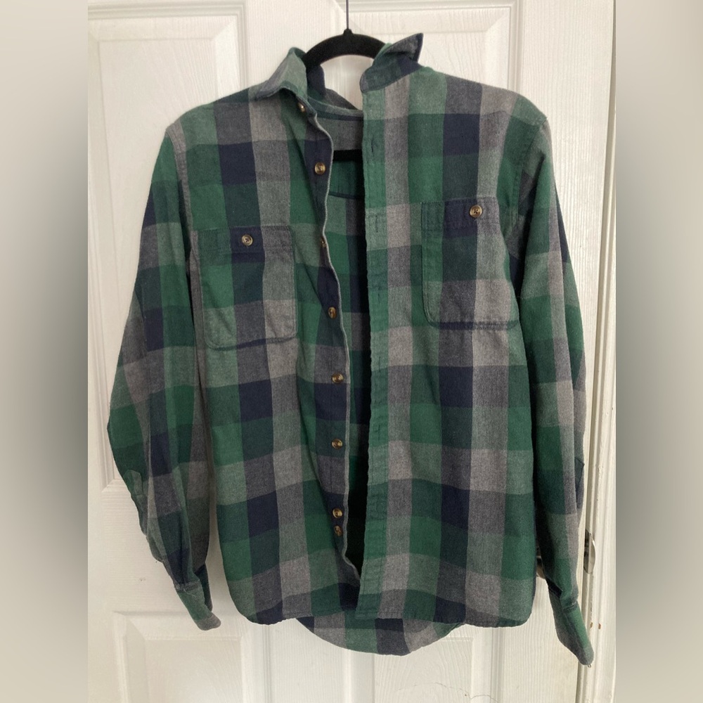 Green button up flannel